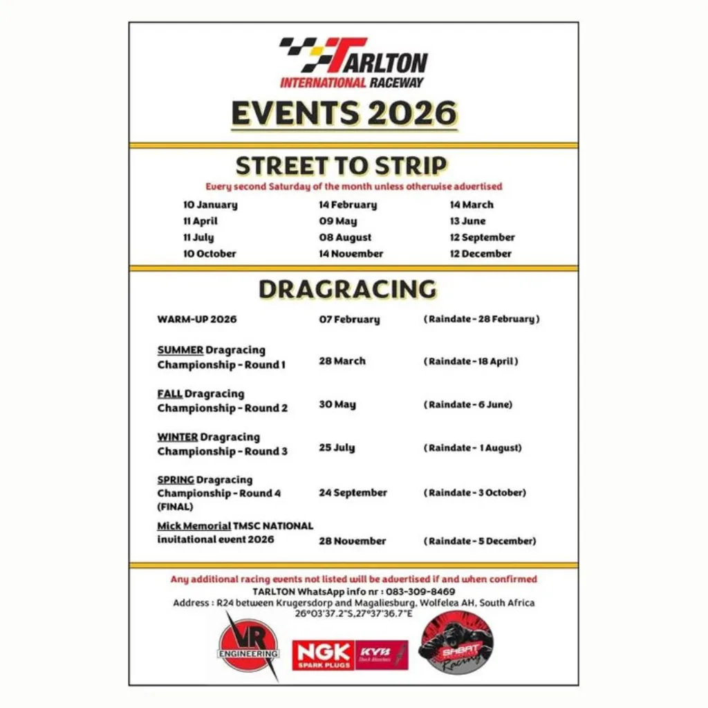 Tarlton International Raceway Events for 2026