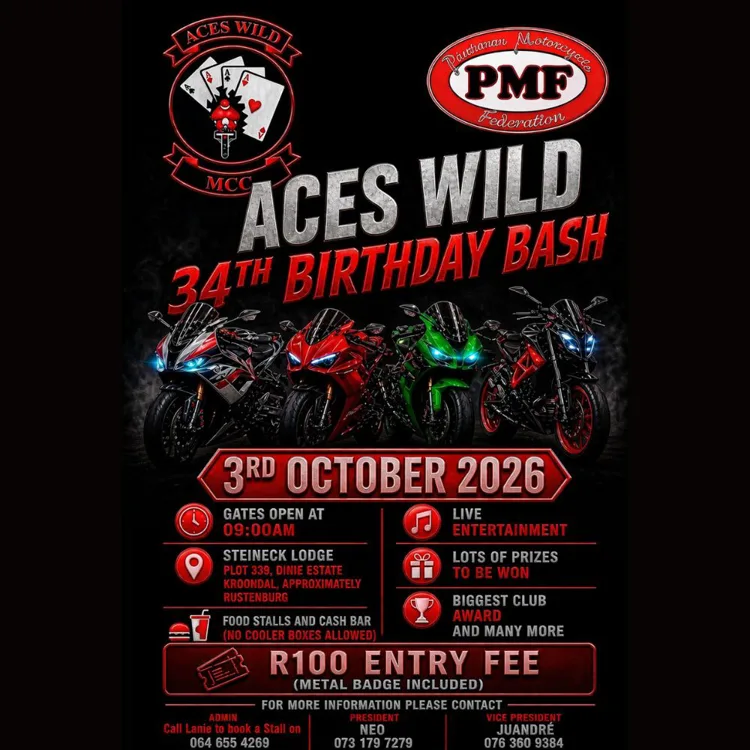 Aces Wild 34th Birthday Bash  -  3 October 2026