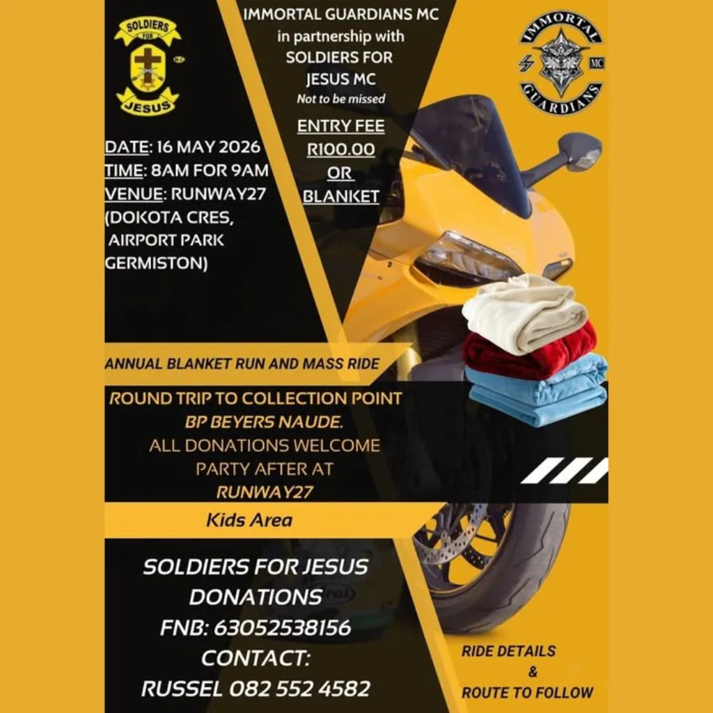 Annual Blanket Run and Mass Ride - 16 May 2026