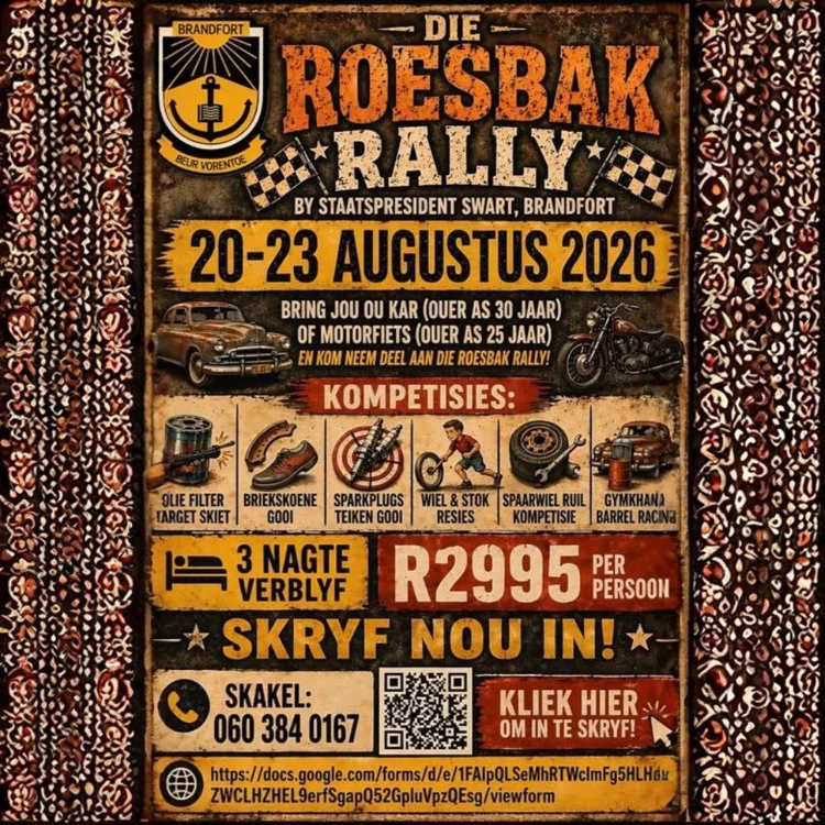 Die Roesbak Rally - Brandfort - 20-23 Augustus 2026