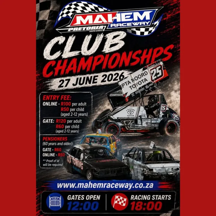 Mahem Raceway Club Championships  -  27 June 2026 