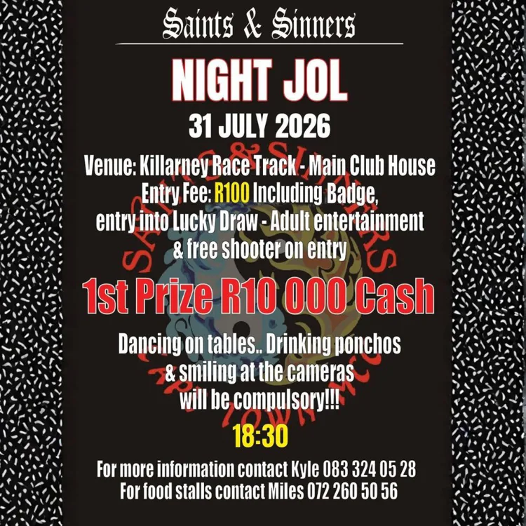 Saints and Sinners Night Jol - 31 July 2026