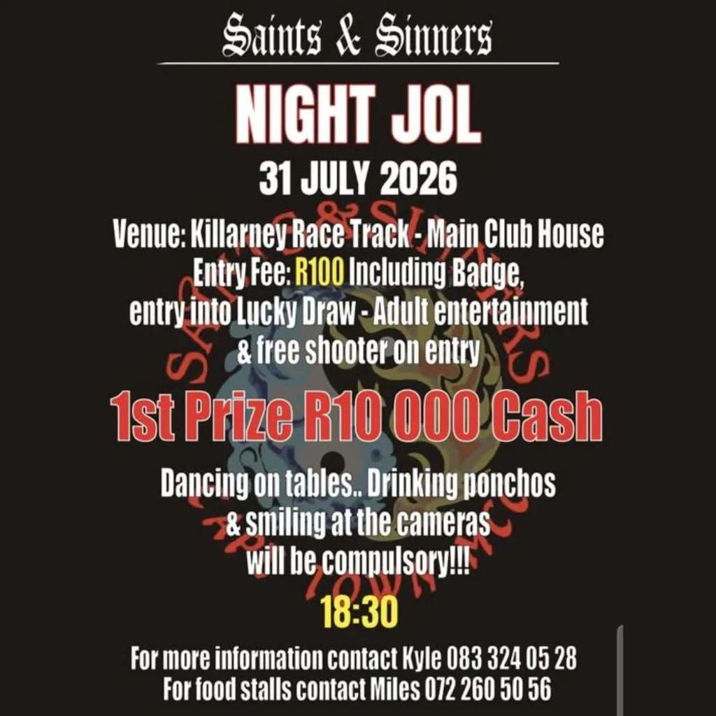 Saints & Sinners Night Jol - 31 July 2026