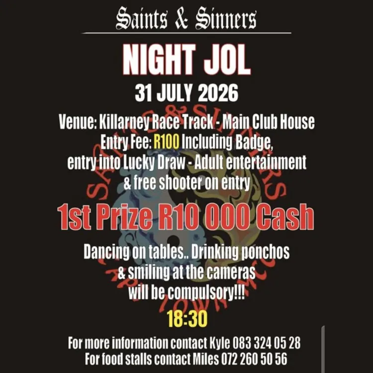Saints & Sinners Night Jol - 31 July 2026