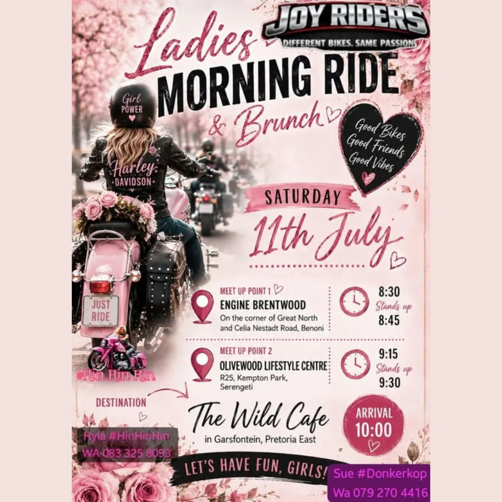 Ladies Morning Ride & Brunch - Joy Riders -  11 July 2026