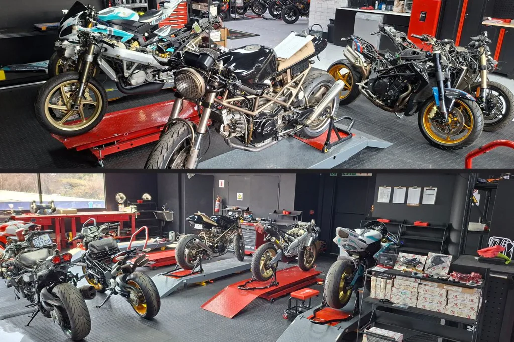 19. Corse Customs:1997 Ducati M900 is being transformed to resemble a Skeleton watch