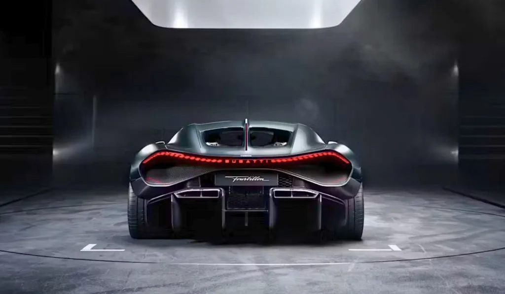 2. Bugatti Tourbillon - An elegant center line forming a flying buttress over the spectacular V16 engine bay